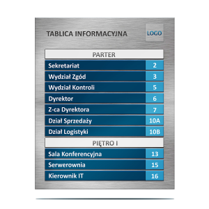 Tablica do holu - Informacyjna przy wejściu