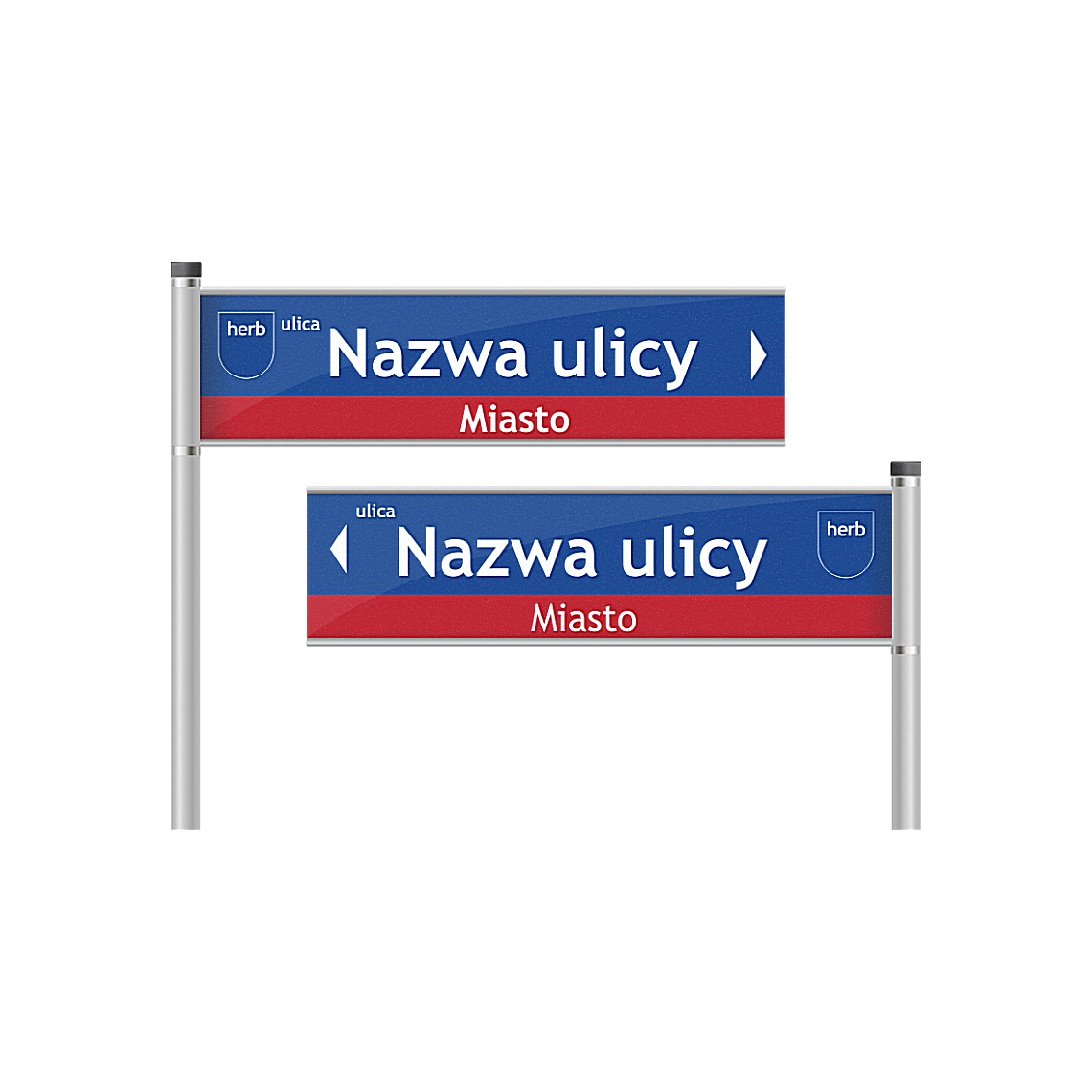 Tablice z nazwą ulicy - drogowskazy na słupkach